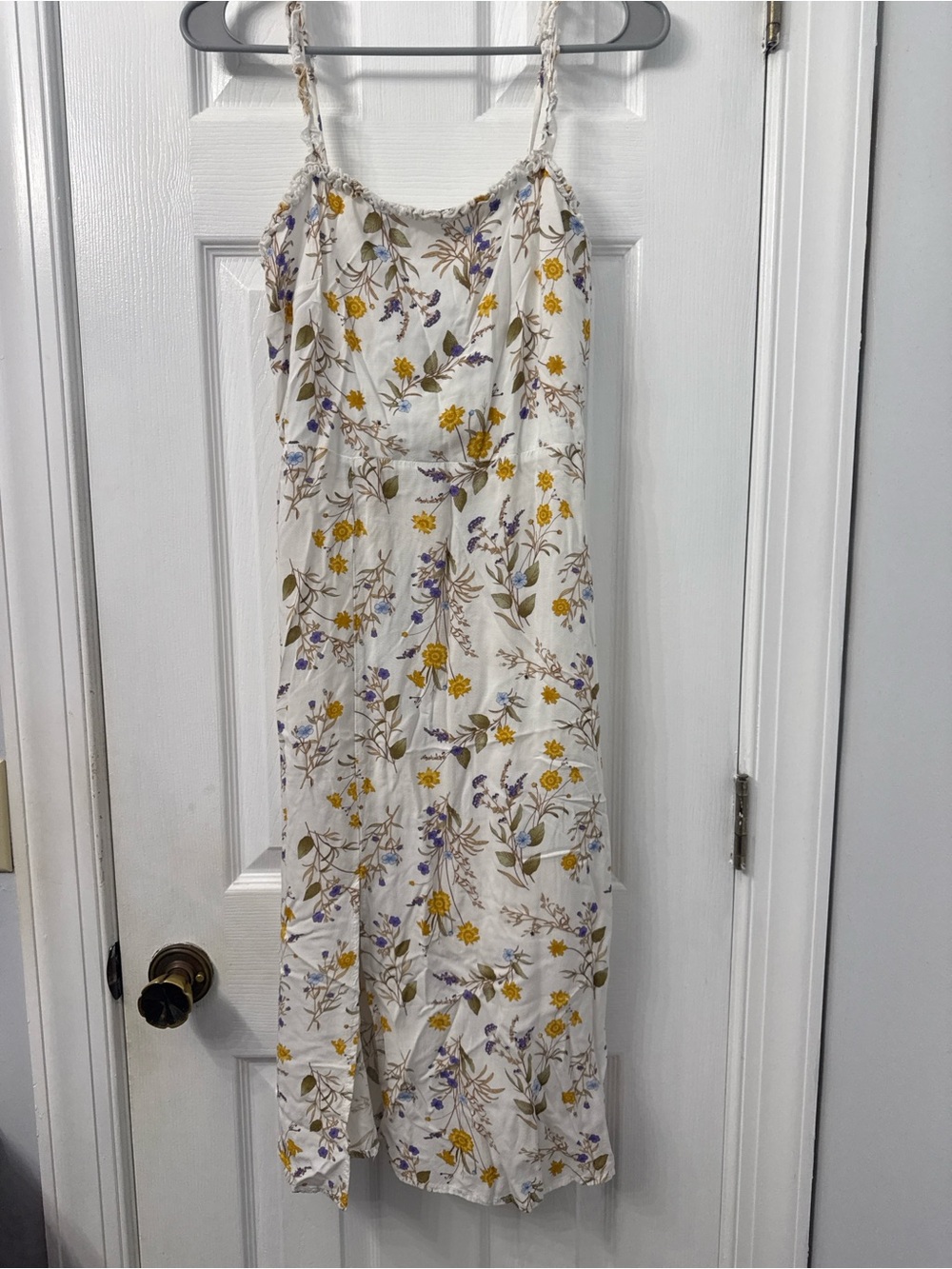 Blue Rain Ivory Floral Spaghetti-Strap Maxi Dress